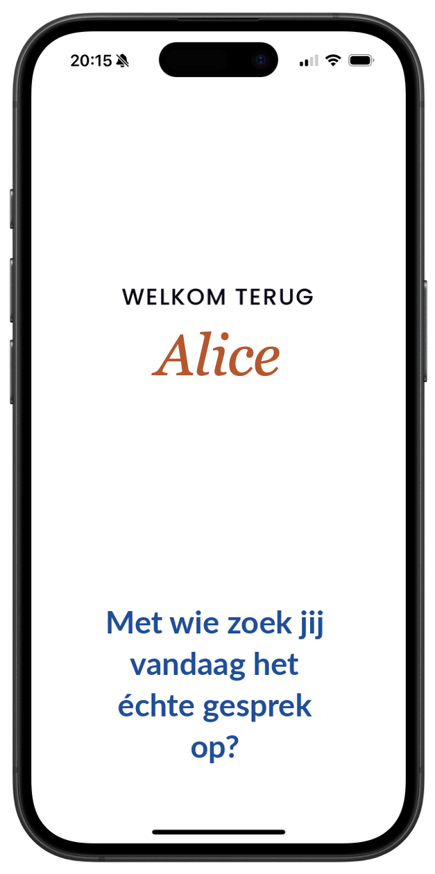 Pulse-app op iPhone met welkomstscherm